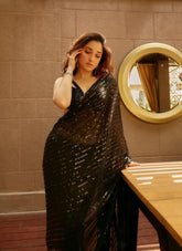 Cherished Saree in Black Colour